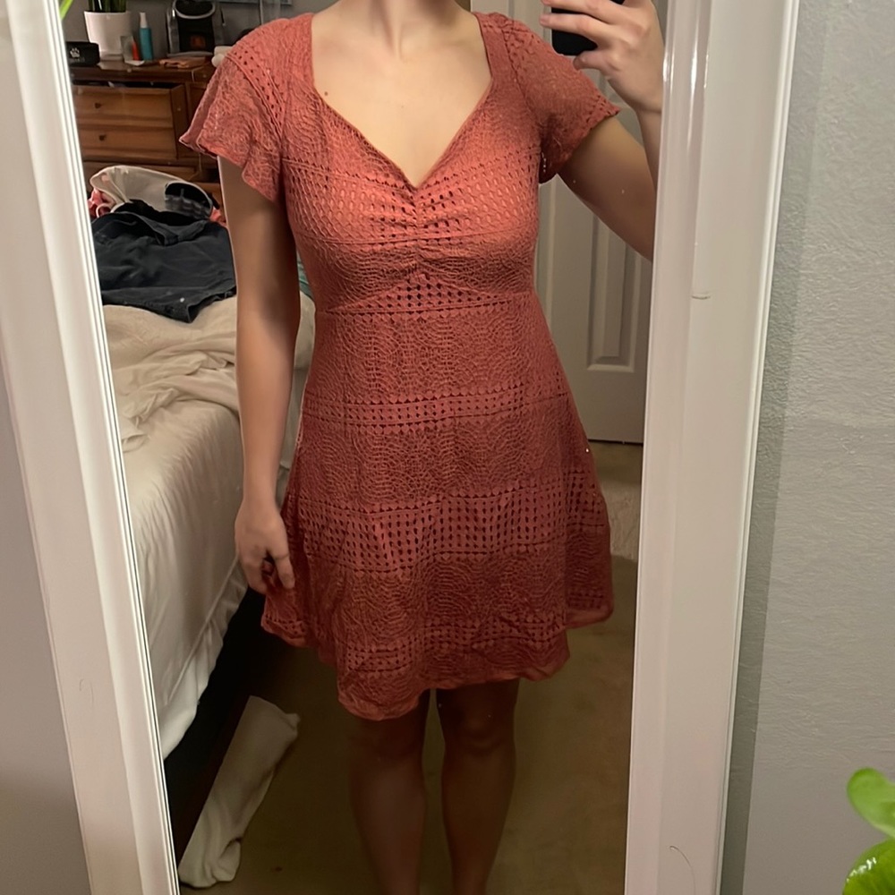 Pink Lace short sleeve dress